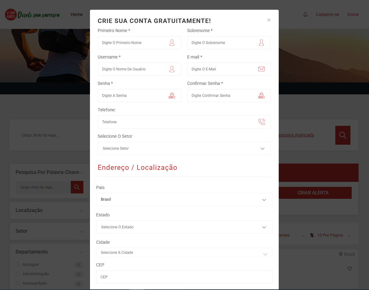 Fazendo Cadastro Vibrando