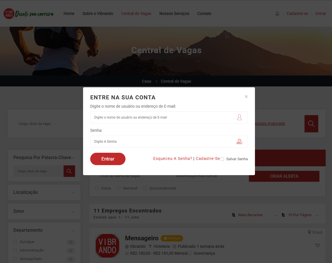 Fazendo Login Vibrando